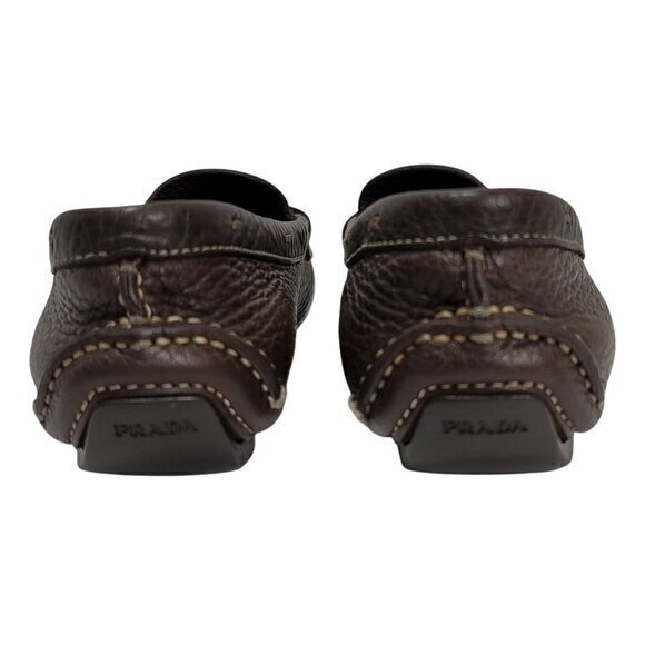 Vintage Prada Leather Drivers Loafers Flats Brown Buckle 35 - Picture 9 of 12